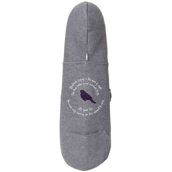 Blackbird Singing Bird Wings Microphone Singer Lyrics Artist Doggie 3-End Fleece Hoodie