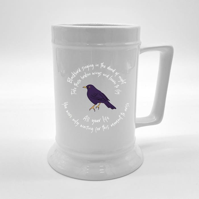 Blackbird Singing Bird Wings Microphone Singer Lyrics Artist Front & Back Beer Stein