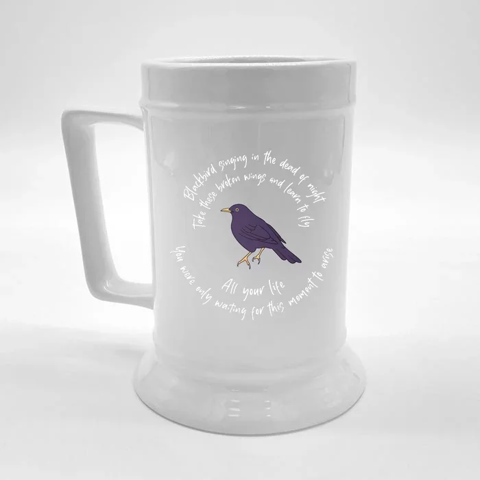 Blackbird Singing Bird Wings Microphone Singer Lyrics Artist Front & Back Beer Stein