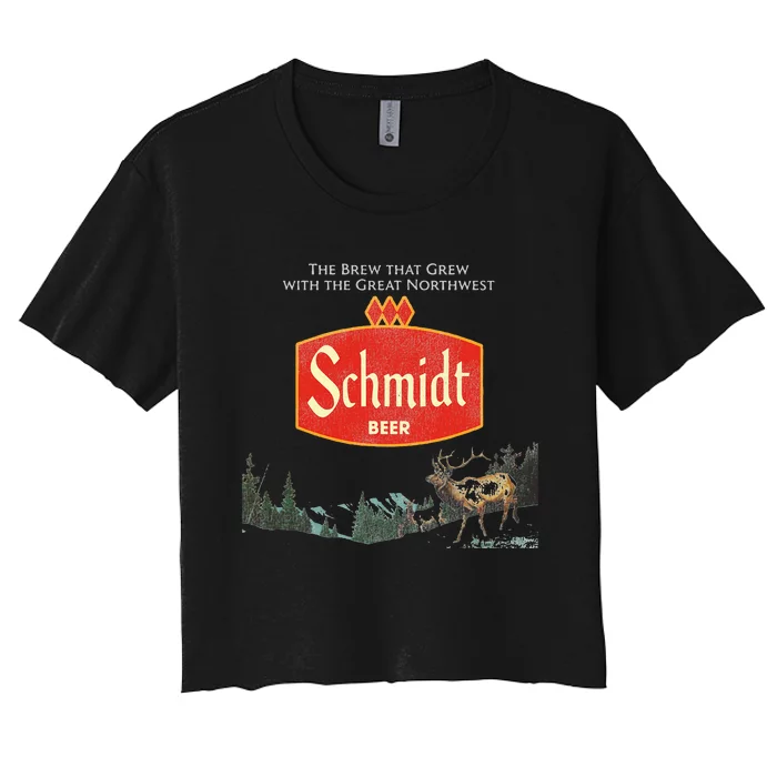 Beer Schmidt Beer Retro Defunct Nature Scene Women's Crop Top Tee