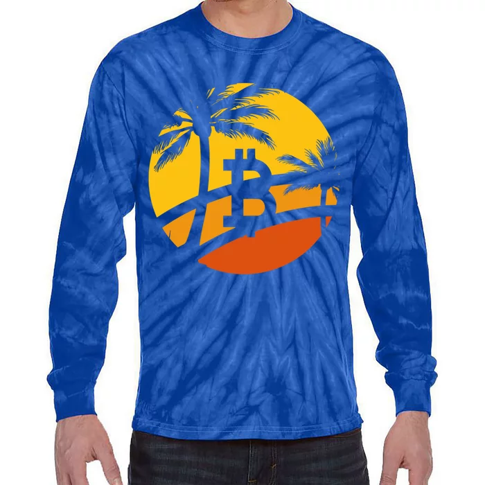 Bitcoin Summer Beach Time Gift Tie-Dye Long Sleeve Shirt