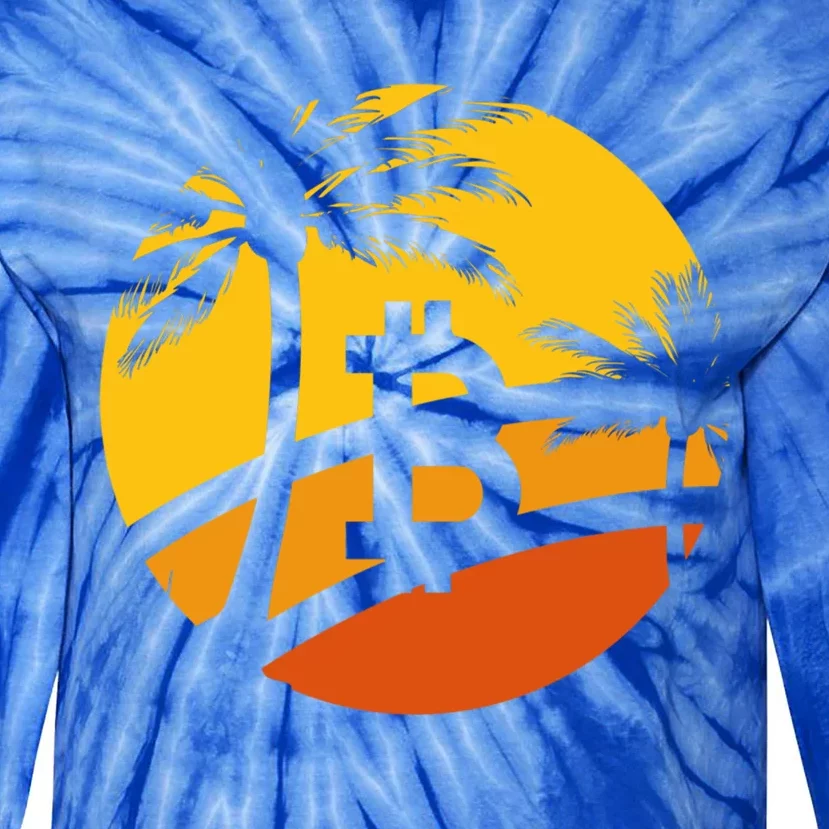 Bitcoin Summer Beach Time Gift Tie-Dye Long Sleeve Shirt