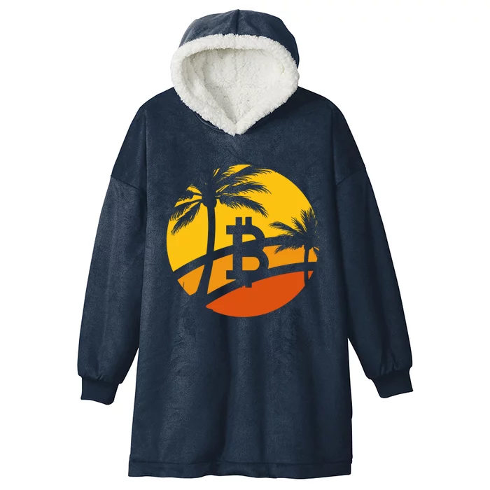 Bitcoin Summer Beach Time Gift Hooded Wearable Blanket