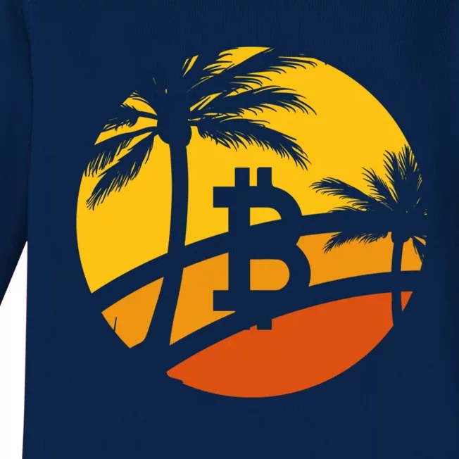 Bitcoin Summer Beach Time Gift Baby Long Sleeve Bodysuit