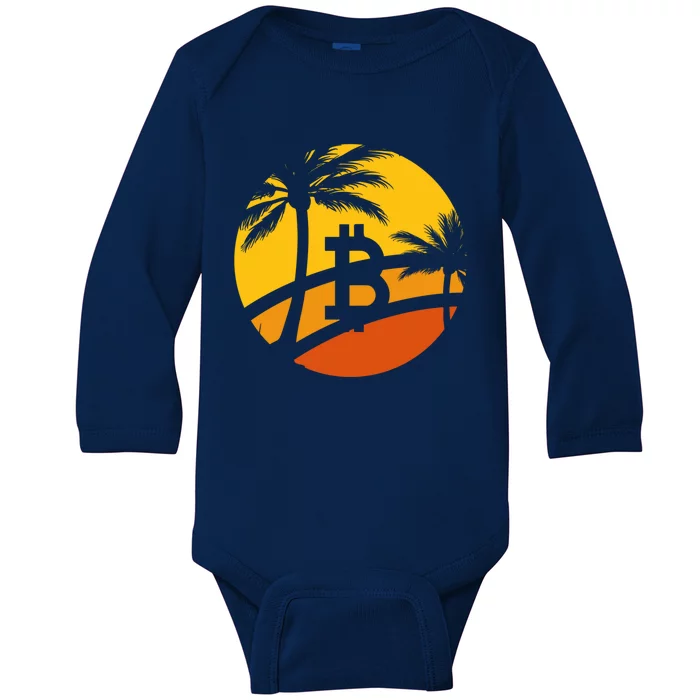 Bitcoin Summer Beach Time Gift Baby Long Sleeve Bodysuit