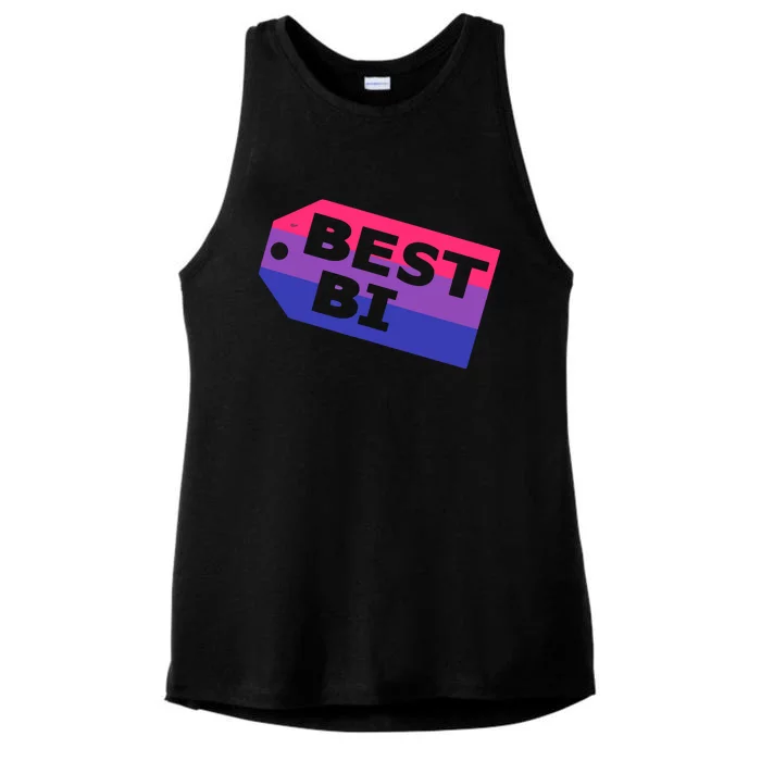 Bi Striped Best Bi, Distressed Relaxed Fit Ladies Tri-Blend Wicking Tank