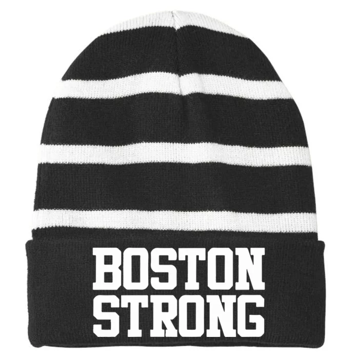 Boston Strong Striped Beanie with Solid Band