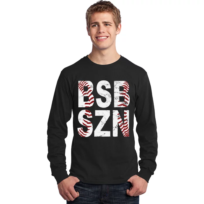 BSB SZN Baseball Season Distressed Long Sleeve Shirt