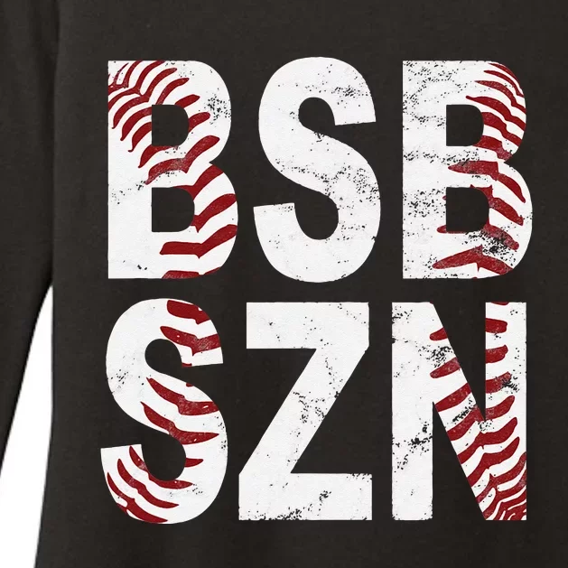 BSB SZN Baseball Season Distressed Womens CVC Long Sleeve Shirt