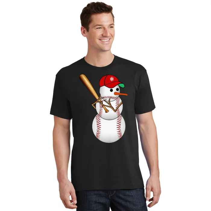 Baseball Snowman Balls Snow Christmas Xmas Gifts T-Shirt