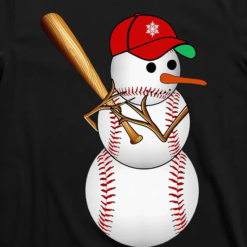 Baseball Snowman Balls Snow Christmas Xmas Gifts T-Shirt