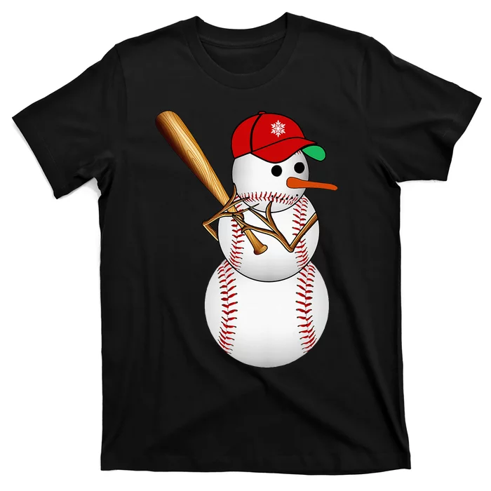 Baseball Snowman Balls Snow Christmas Xmas Gifts T-Shirt