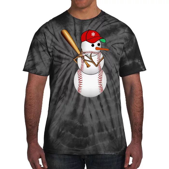 Baseball Snowman Balls Snow Christmas Xmas Gifts Tie-Dye T-Shirt