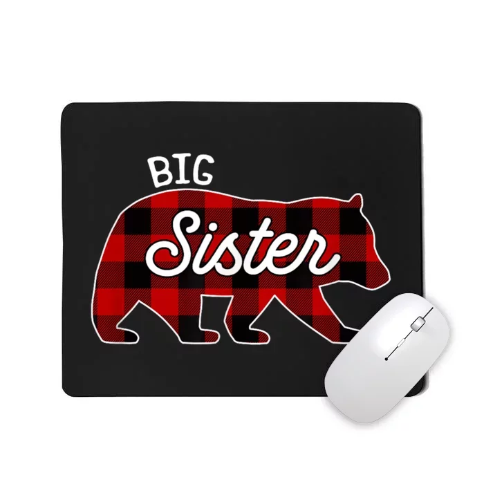 Big Sister Bear Red Buffalo Plaid Matching Family Mousepad