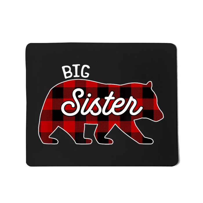 Big Sister Bear Red Buffalo Plaid Matching Family Mousepad