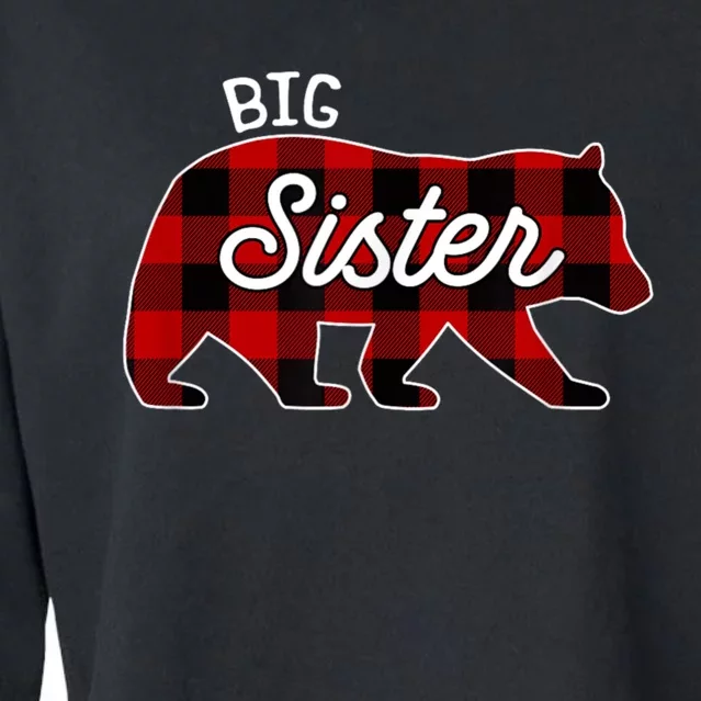 Big Sister Bear Red Buffalo Plaid Matching Family Cropped Pullover Crew