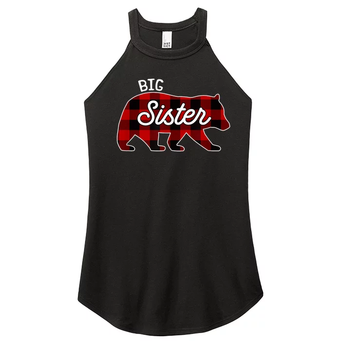 Big Sister Bear Red Buffalo Plaid Matching Family Women’s Perfect Tri Rocker Tank