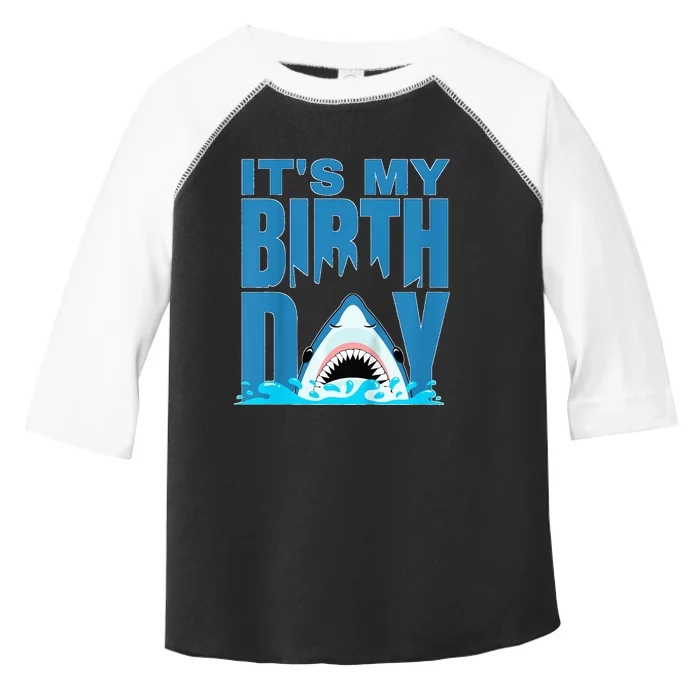 Blue Shark Birthday Shark Bite Its My Birthday Toddler Fine Jersey T-Shirt