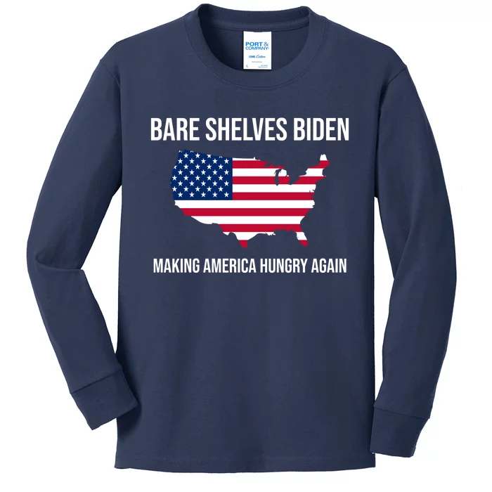 Bare Shelves Biden #EmptyShelvesJoe Kids Long Sleeve Shirt