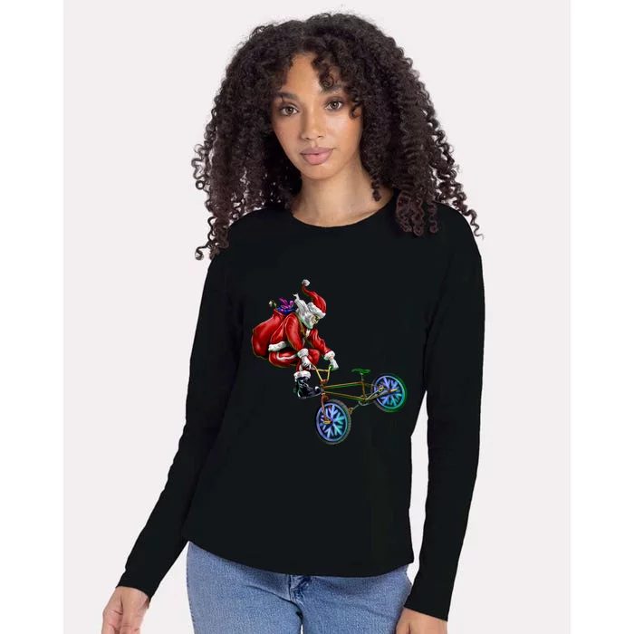 BMX Santa Womens Cotton Relaxed Long Sleeve T-Shirt