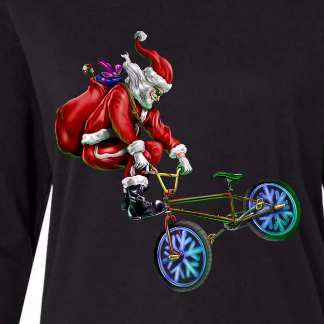 BMX Santa Womens Cotton Relaxed Long Sleeve T-Shirt