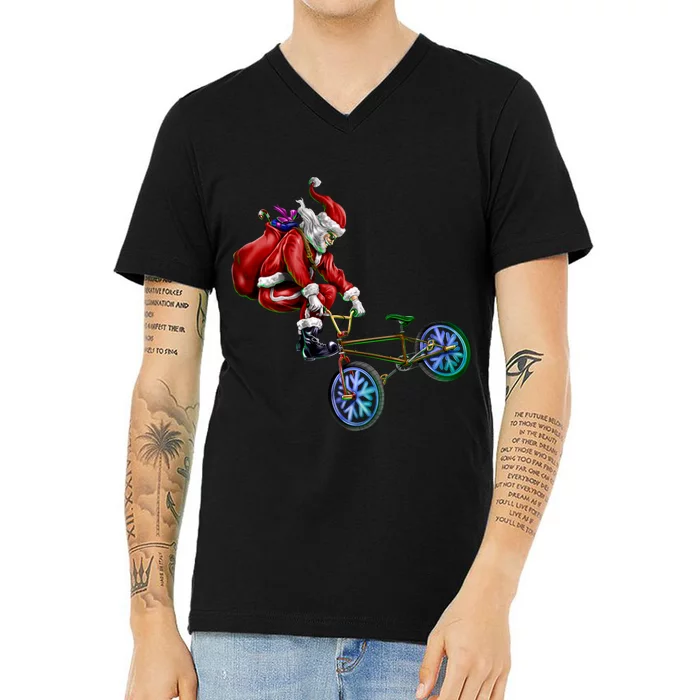 BMX Santa V-Neck T-Shirt