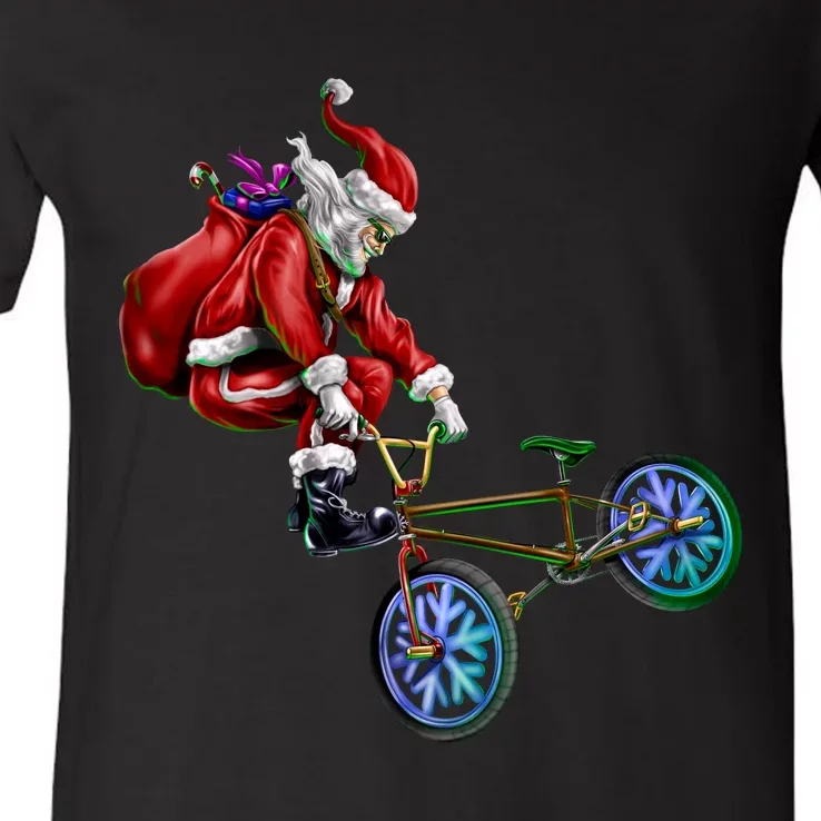 BMX Santa V-Neck T-Shirt