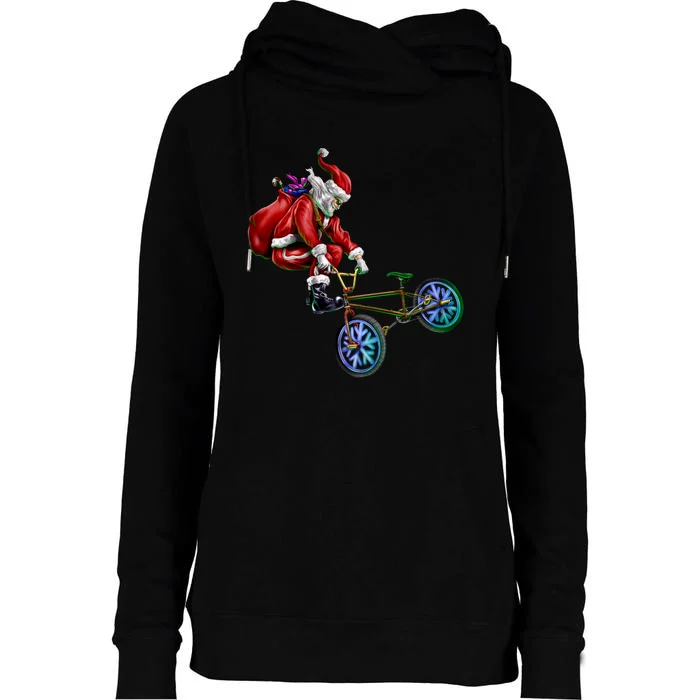 BMX Santa Womens Funnel Neck Pullover Hood