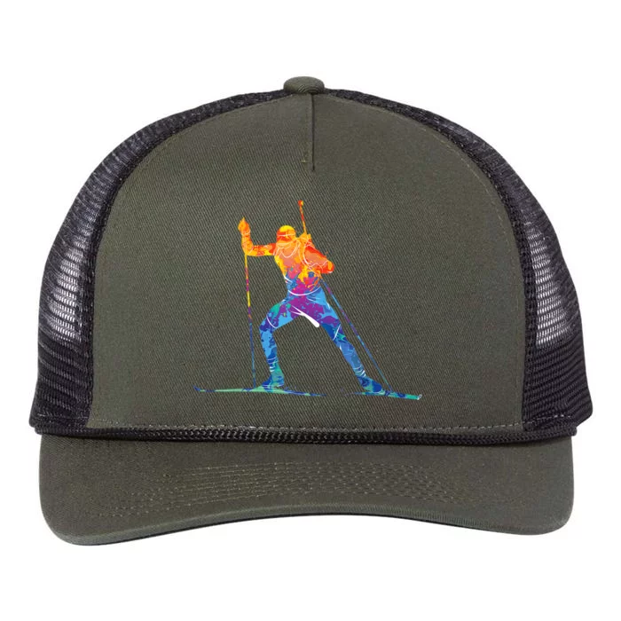 Biathlete Skiing Biathlon Retro Rope Trucker Hat Cap