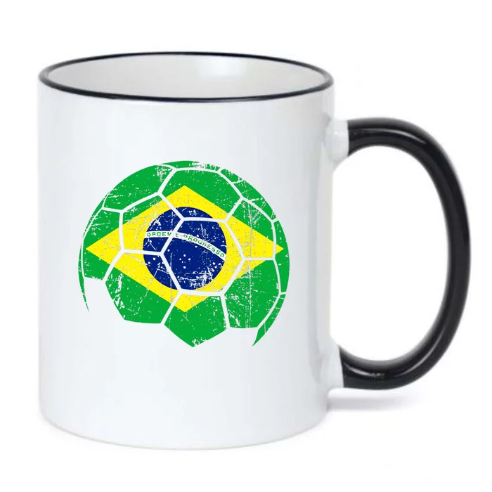 Brazil Soccer Ball Flag Jersey Black Color Changing Mug