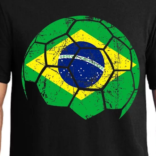 Brazil Soccer Ball Flag Jersey Pajama Set