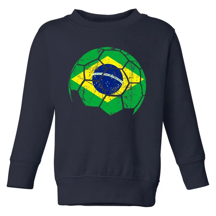 Brazil Soccer Ball Flag Jersey Toddler Sweatshirt