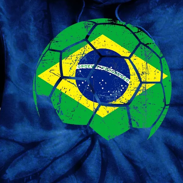 Brazil Soccer Ball Flag Jersey Tie Dye Hoodie