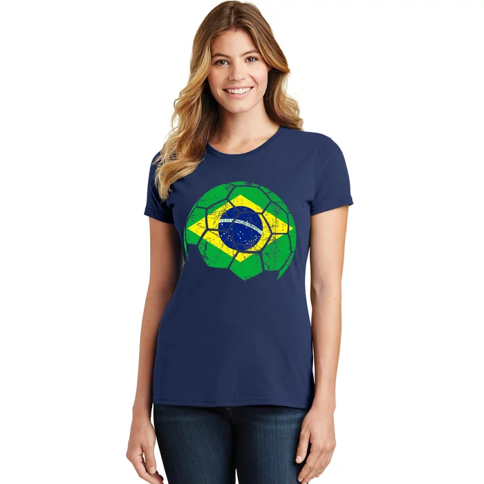 Brazil Soccer Ball Flag Jersey Women's T-Shirt