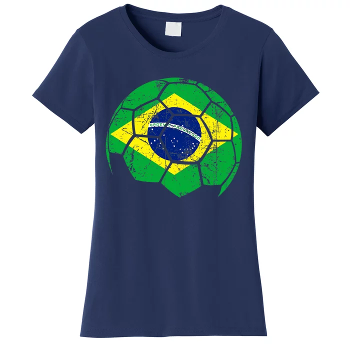 Brazil Soccer Ball Flag Jersey Women's T-Shirt