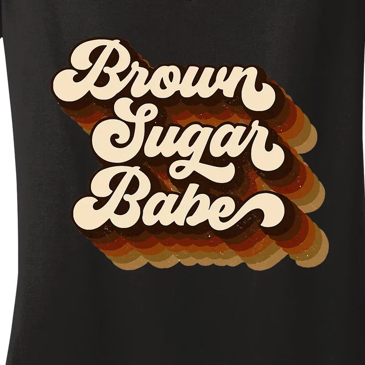 Brown Sugar Babe Afro Queen Black Pride Melanin Women's V-Neck T-Shirt