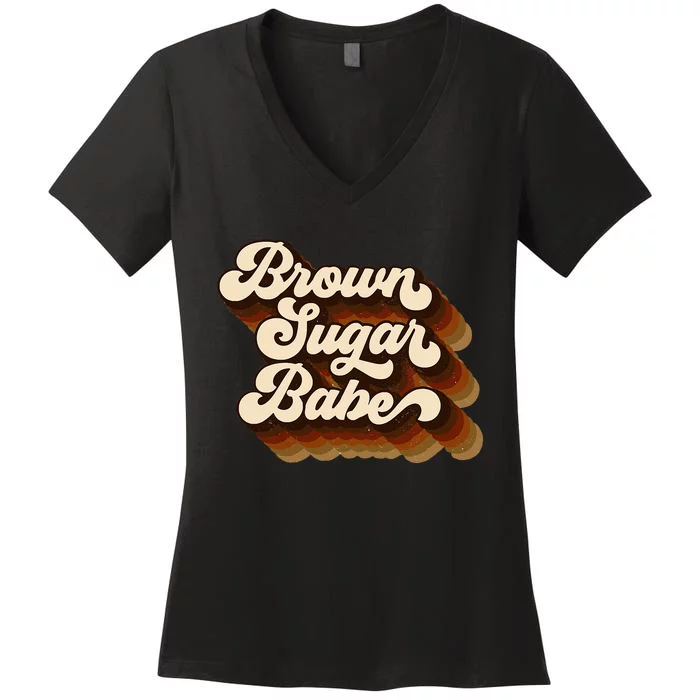 Brown Sugar Babe Afro Queen Black Pride Melanin Women's V-Neck T-Shirt