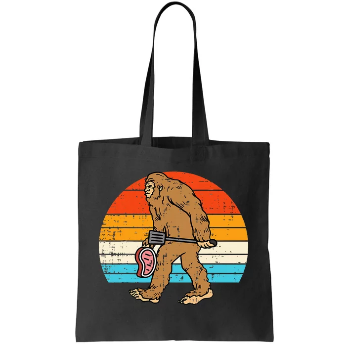 Bigfoot Sasquatch Bbq Retro Barbecue Grilling Tote Bag