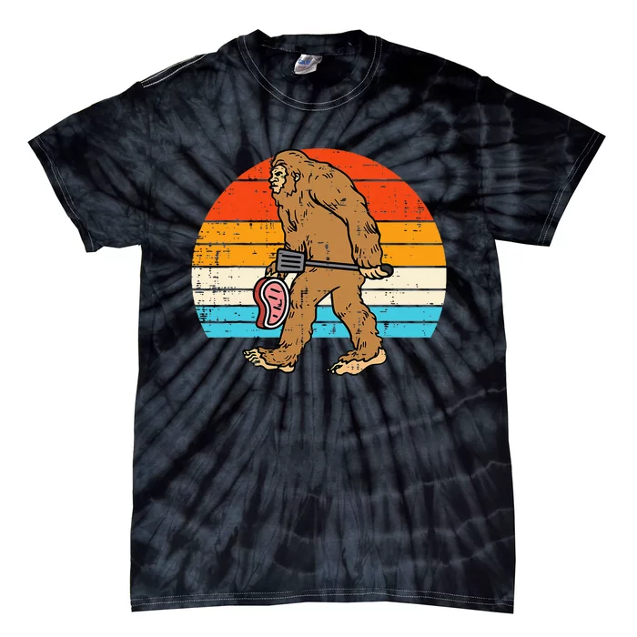 Bigfoot Sasquatch Bbq Retro Barbecue Grilling Tie-Dye T-Shirt