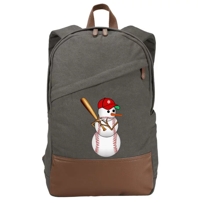 Baseball Snowman Balls Snow Christmas Xmas Cotton Canvas Backpack