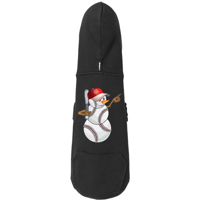 Baseball Snowman Balls Baseball Hat Snow Christmas Doggie 3-End Fleece Hoodie