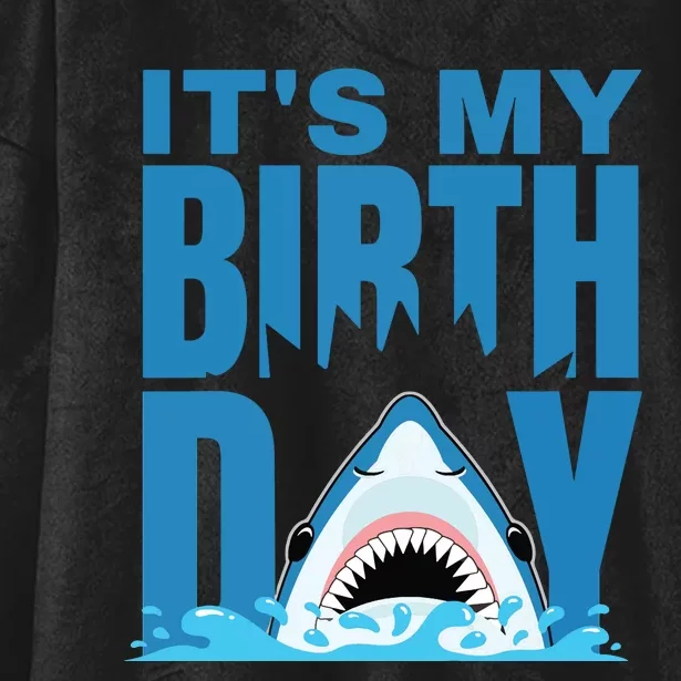 Blue Shark Birthday Shark Bite Its My Birthday Hooded Wearable Blanket