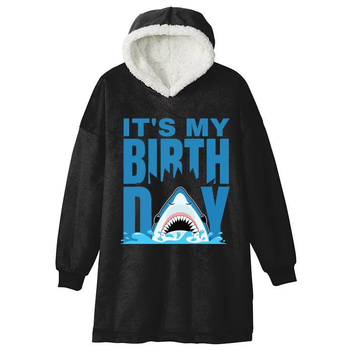 Blue Shark Birthday Shark Bite Its My Birthday Hooded Wearable Blanket