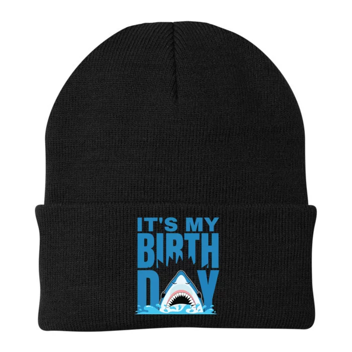 Blue Shark Birthday Shark Bite Its My Birthday Knit Cap Winter Beanie