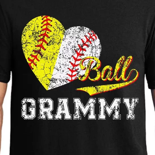 Baseball Softball Ball Heart Grammy Mother's Day Pajama Set