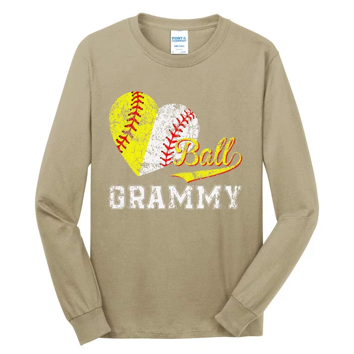 Baseball Softball Ball Heart Grammy Mother's Day Tall Long Sleeve T-Shirt