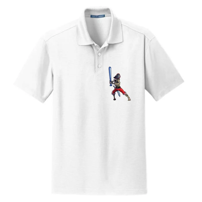 Baseball Skeleton Boy Pirate Baseball Halloween Dry Zone Grid Performance Polo