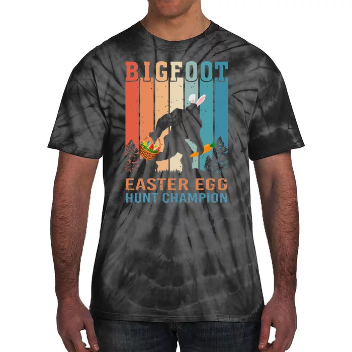 Bigfoot Sasquatch Bunny Egg Easter Day Tie-Dye T-Shirt