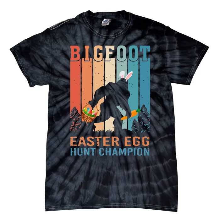 Bigfoot Sasquatch Bunny Egg Easter Day Tie-Dye T-Shirt