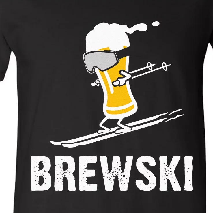 Brewski Skiing Beer V-Neck T-Shirt